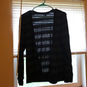Women’s black and grey striped button up cardigan